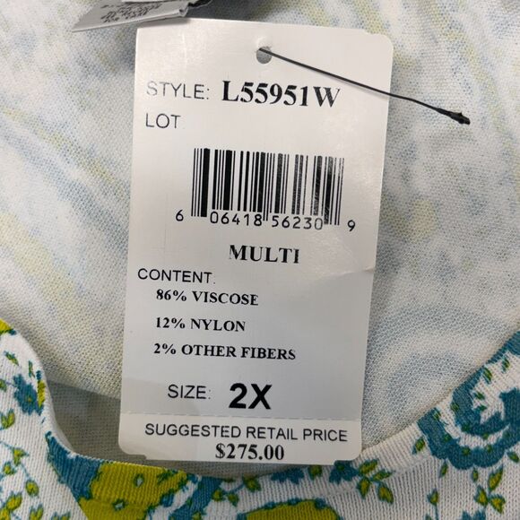 NWT Oscar de la Renta Women 3/4 Sleeve Knit Top Blouse Shirt 2X Floral D045 -6 - Picture 2 of 16